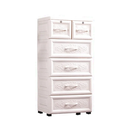 Gdrasuya10 Plastic Drawers Dresser, 5 Layers PP Vertical Clothes Storage 6 Drawer Large Capacity Dresser Organizer Storage with Silent Wheels
