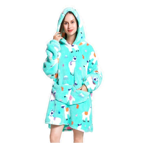 Deserthome Wearable Blanket Hoodie Oversized Hooded Blanket for Adult Women Super Soft Comfortable Warm Flannel Alpaca