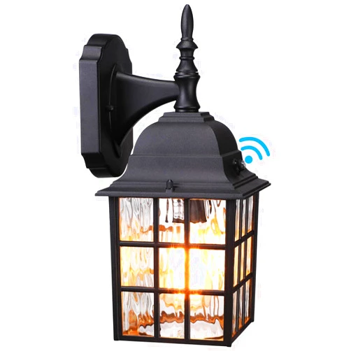 LEONLITE LED Porch Lights Outdoor, Dusk to Dawn UL Listed Wall Mount Lantern, Water Ripple Exterior Light Fixtures, Glass Shade with E26 Base, IP65 Rated Sconces Wall Lighting for Front Door