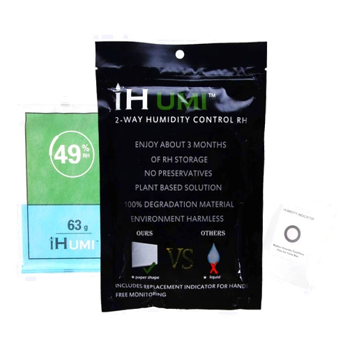 IHUMI 72% RH 2-Way Humidity Control Packs, Natural Fiber Material and No Odor,49% RH,63 Gram,20 Pack