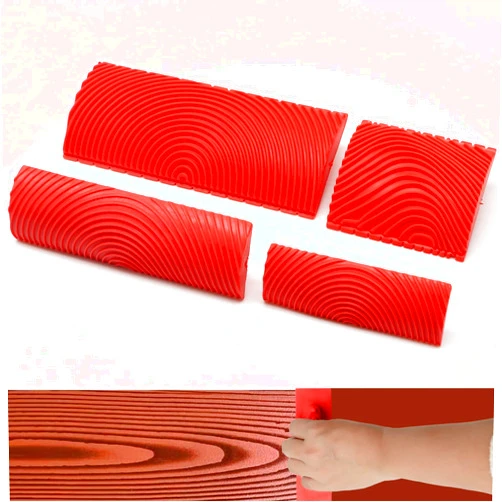 Lenpestia 4 Pieces Wood Graining Tool Wood Grain Paint Tool Wood Grain Tool Kit Decorative Wood Grain Tools Wood Graining Tool Set Simulated Wood Grain Brushes for Wall Room Decoration