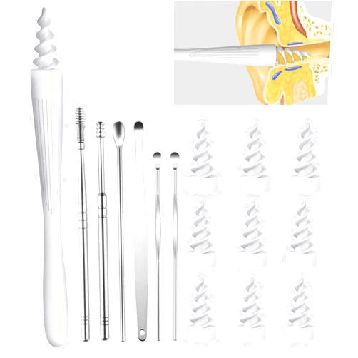 JMERSL 7 in 1 Ear Wax Removal Tool, 2025 Q-Grips Ear Wax Removal Reusable and Washable Replacement Soft Silicone Tips for Cleaner Earwax, Ear Wax Removal Kit Contains 7 Types of Ear Cleaner Tools