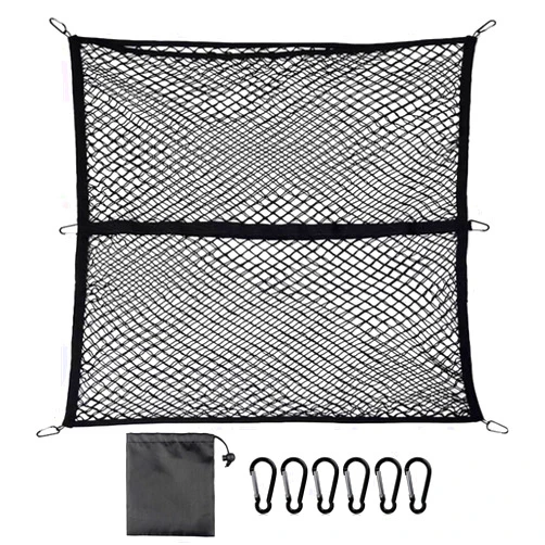 E KAINI Cargo Net Suitable for Daily Light Loads of SUV Trucks,Mesh Organizer 3'x3' Stretches to 6'x6',Highly Elastic Truck Bed Net for Pickup Truck Bed