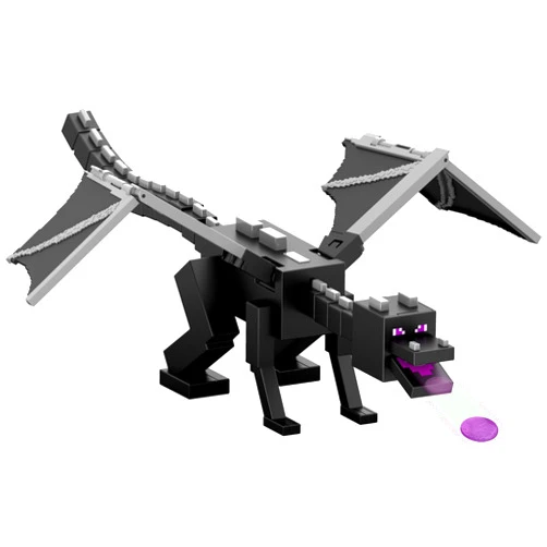 Mattel Minecraft Dragon’s Breath Ender Dragon Action Figure with 10 Discs, Giant Toy with 21.6-inch Length, 20-inch Wingspan with Moving Wings & Launcher