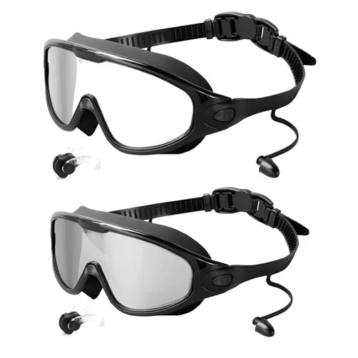 Rantizon Swim Goggles 2 Pack, Wide View Anti Fog&UV Swimming Goggles for Audlt, No Leaking Swim Glasses for Men Women Youth