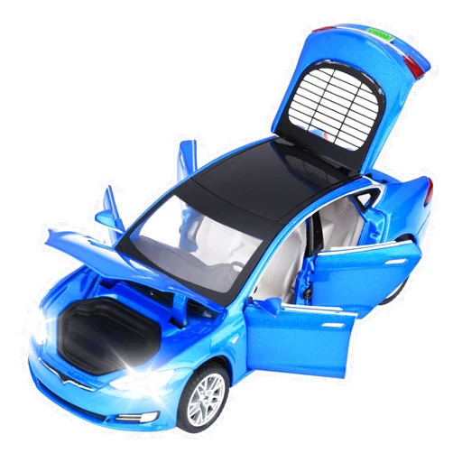 SASBSC Toy Cars Model S Die Cast Metal Model Cars with Door Open Light and Sound Pull Back Car Toys for Boys and Girls 3-12 Years Old