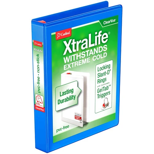 Cardinal CRD26302 - Cardinal XtraLife ClearVue Non-Stick Locking Slant-D Ring Binder