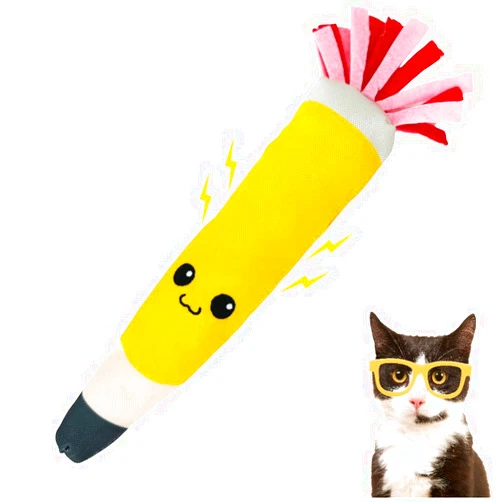 TOYGENICS Pencil Kicker Catnip Toy, Cat Kicker Toy w/ Long Shape & Bite Resistant Plush for Cat Chew Toy w/ Crinkle Paper & Organic Catnip for Cats, Cute Cat Toys Catnip, Cat Crinkle Toys, Catnip Toys for Cat
