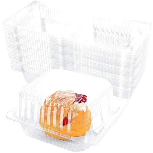 AQSXO 60 Pcs Clear Plastic Take out Containers,Disposable Clamshell Dessert Container with Lid, for Salads, Pasta, Sandwiches (5x4.7x2.8 in).