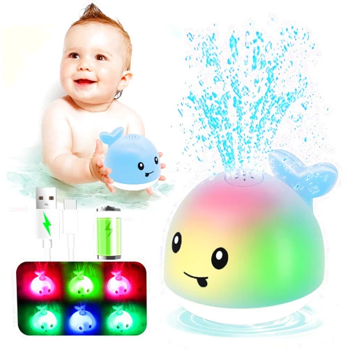 PARHILYAR Baby Bath Toys 6-12 Months - Toddler Bath Toys for Kids Ages 1-3, Light Up Whale Bath Toy Sprinkler, Infant Toys 12-18 Months, Bathtub Fountain Water Toy Baby Shower 1st Birthday Girls Boys Gifts