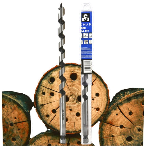SOMADA 3/8-Inch x 8-Inch Auger Drill Bit for Wood, Quick Change Hex Shank 3/8-Inch, Ship Auger Long Drill Bit for Soft and Hard Wood, Plastic, Drywall and Composite Materials