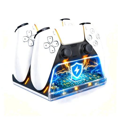 Bibuks PS5 Controller Charger Station with LED Indicator,Dual Controller Fast Charging Dock,Desktop Display Stand for PlayStation 5 (White)