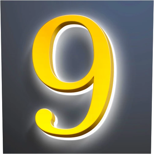Aniaoie Backlit LED House Numbers, Up-Scale Modern Gold Look, Stainless Steel, Illuminated Home Address Number, Lighted House Numbers For Outside, Modern Address Numbers,6 Inch/150mm,9