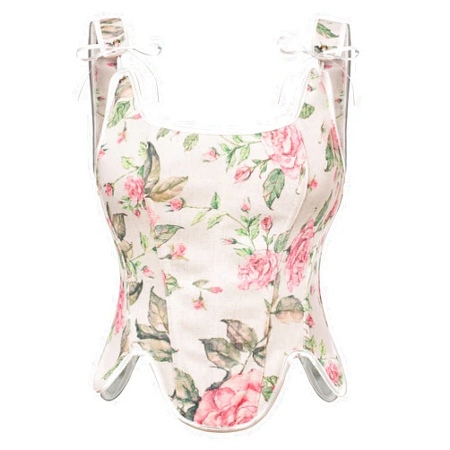 Scarlet Darkness Women Renaissance Corset Tops Floral Lace Up Bustier Tops