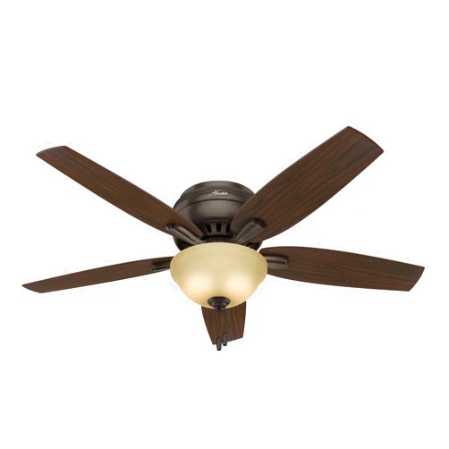 Hunter Fan Company, 53314, 52 inch Newsome Premier Bronze Low Profile Ceiling Fan with LED Light Kit and Pull Chain