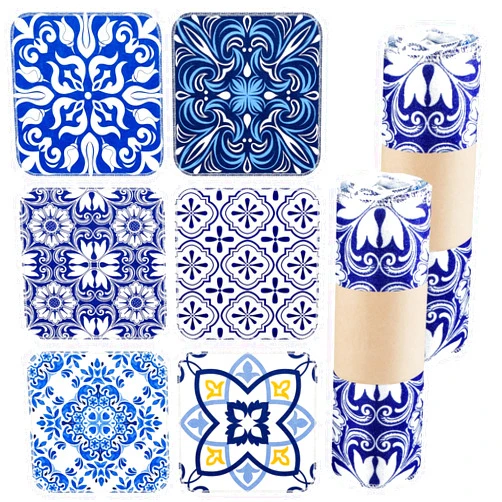 Norme 48 Reusable Paper Towels Washable Paperless Paper Towel Cotton Kitchen Towel Roll, 10'' x 10'' Reusable Cloth Napkins Absorbent Durable Dish Cloths for Kitchen with Cardboard Roll(Blue Plaid)
