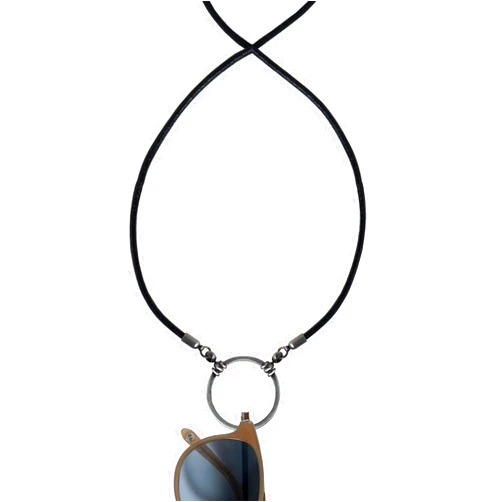 LaLoop La LOOP Leather 577BL with loop 30mm in Diameter | Swivel Hinge Technology for 360-Degree EyeglassAccess | Unisex Eyeglass Holder Made with Durable Leather Cord, Antique Silver Finish Loop