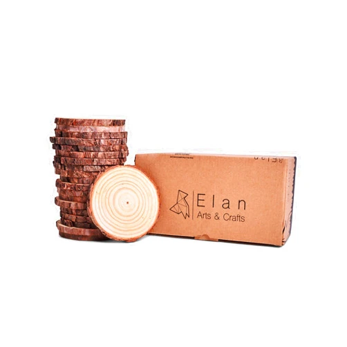 Elan Wood Slice 4.5-5INCH Diameter 20 pcs, Natural Wood Slices for Crafts, Wooden Slices for Craft, Natural Wooden Log Slices, Craft Wood, Tree Slice, Wooden Circles for Craft, Log Slice Wooden Slice