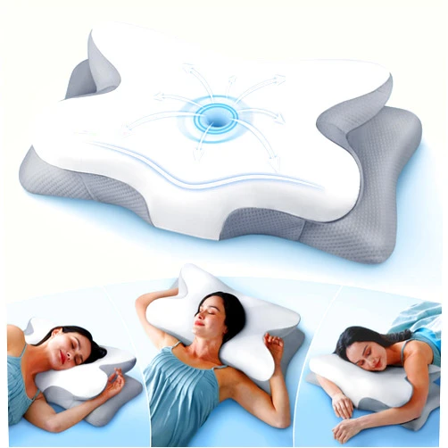 Cozyplayer Effective Pain Relief Cervical Neck Pillow for Sleeping, Ergonomic Cooling Side Sleeper Pillow for Neck Support, Odorless Orthopedic Contour Memory Foam Pillows, Bed Pillow for Back Stomach Sleeper