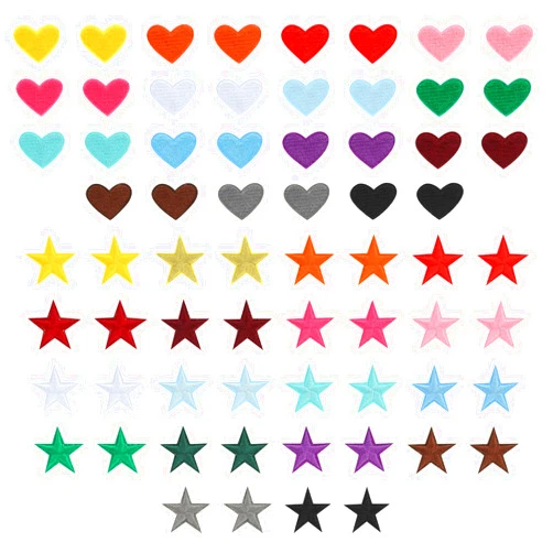 Molain 66Pcs Mini Embroidery Applique Patches, Cute Heart Star Iron On Patches Flower Patches Sew On Patches for Clothing Jackets Backpacks Jeans Hats Bags Repair Decorations DIY Accessories(color1)