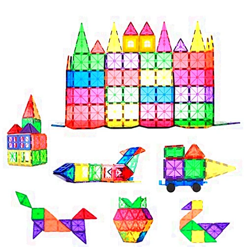 Collun Magnetic Building Tiles, 48pcs Colorful 3D Transparent Magnet Building Blocks Set, Educational Toy Gift for Kids Boys Girls (48PCS)