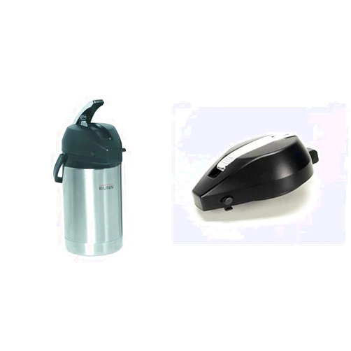 BUNN 2.5 Liter 32125.0000 Stainless Steel Airpot and 35090.0000 Black Lid Bundle for 84 Ounce Capacity
