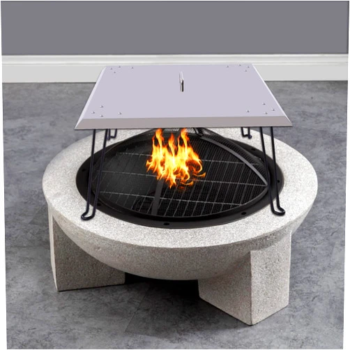 Rosyouth Fire Pit Heat Deflector 24 x 24 x 13 Inch, Heat Deflector for Outdoor Fire Pits, Square Fire Pit Burner Cover to Push Heat Down and Out, Fire Pit Lid with Foldable Legs and Carrying Handle