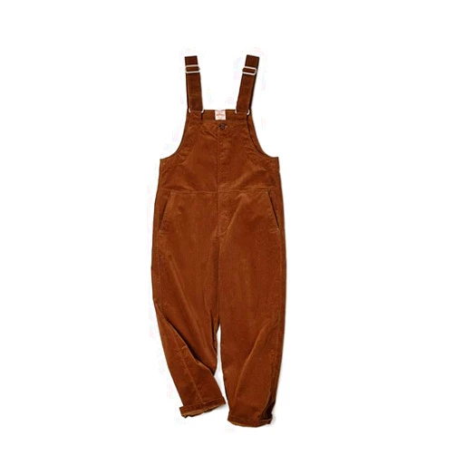 Teukuire Overalls for Men, Brown Cotton Corduroy, Adjustable Straps Men's Rugged Flex Relaxed Fit Bib Overall