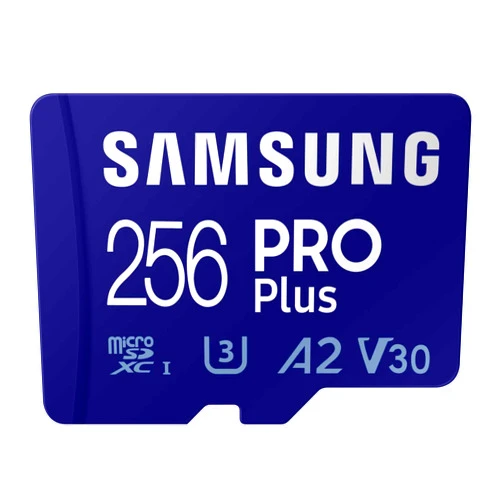SAMSUNG PRO Plus microSD Memory Card + Adapter, 256GB microSDXC, Up to 180 MB/s, Full HD & 4K UHD, UHS I, C10, U3, V30, A2, for Android Smartphones, Tablets, GoPRO, and DJI Drone (MB MD256SA/AM)