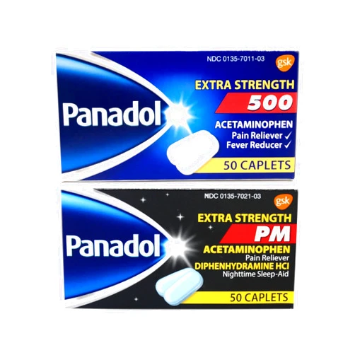Panadol Nighttime Pain Reliever & Sleep Aid 50 ct + Extra Strength Pain Reliever & Fever Reducer 50 Ct (1 Each)