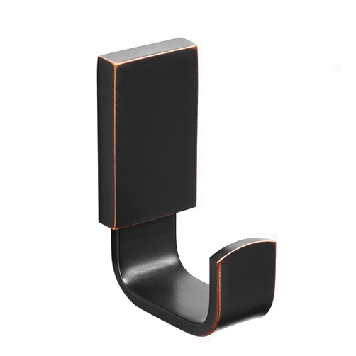 BESy Brass Robe & Towel Hook, Oil Rubbed Bronze, Heavy Duty, Rust Resistant, Adhesive or Wall Mount, Modern Square Style, 6 lbs Capacity
