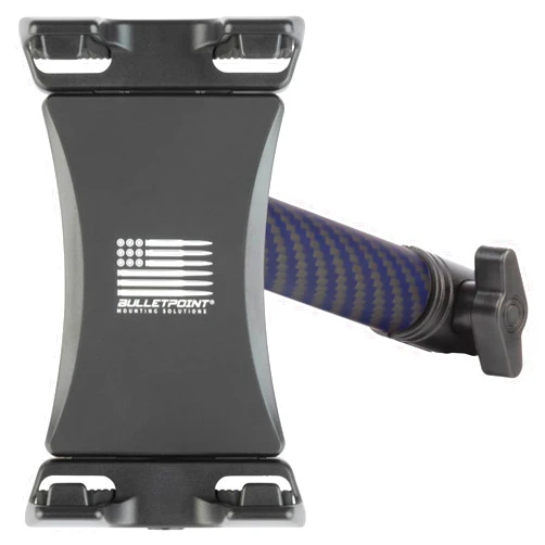 Bulletpoint Mounting Solutions Universal Tablet Mount for Truck Compatible with Apple iPad & Samsung Tablets - 20mm Integrated Ball with 7cm Matte Carbon Fiber + Kevlar Mounting Arm
