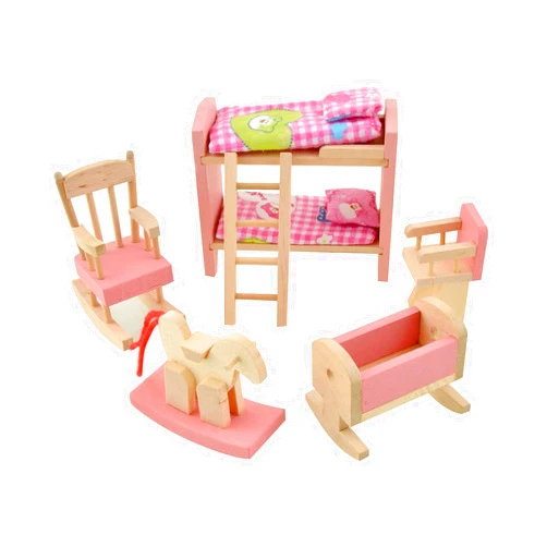 Dreams-Mall Wooden Doll House Furniture Set Toy for Baby Kids Bedroom