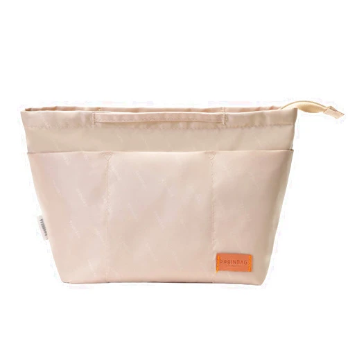 iN. Purse Organizer Insert with zipper, Nylon fabric Storage Bag with handles, for womens Handbags & Tote bags, neverfull, lightweight small sized Beige