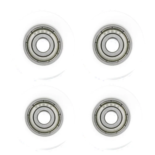 uxcell 4Pcs Ball Bearing Guide 5x25x9mm Double Shielded Nylon Roller Bearings, Flat Pulley Wheel for Furniture, Hardware Accessories, White