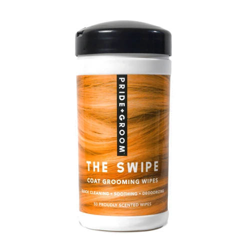 Pride and Groom The Swipe – Soothing Coat Grooming Dog and Pet Wipes with Signature Scent for Quick Cleaning & Deodorizing Face, Paw, Fur in Between Baths and After Dinner & Playtime – 50 Wipes