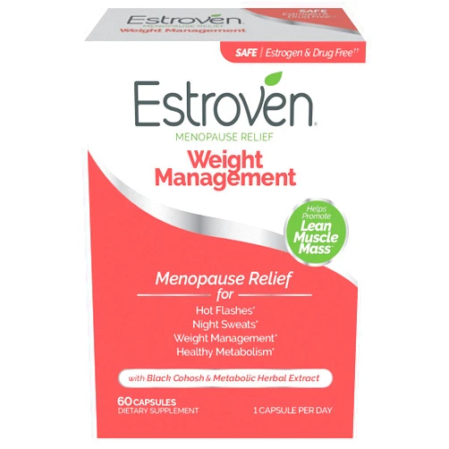 Estroven Weight Management for Menopause Relief - 60 Ct. - Clinically Proven Ingredients Help Manage Weight, Provide Night Sweats & Hot Flash Relief - Drug-Free & Gluten-Free