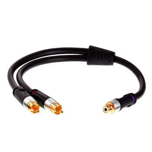 Mediabridge Ultra Series RCA Y-Adapter (12 Inches) - 2-Male to 1-Female for Digital Audio or Subwoofer - Dual Shielded with Gold-Plated Ultra Series RCA Connectors - Black (Part# CYA-2M1F-P)