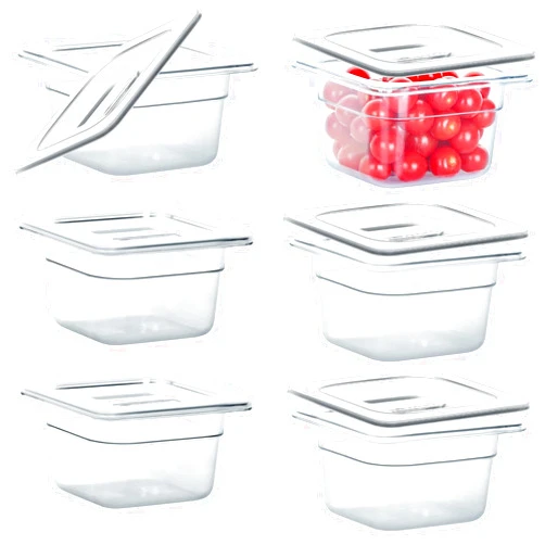 BIEAMA 6 Pack NSF Food Pans with Lids, 1/6 Size 4'' Deep Commercial Food Storage Containers, Polycarbonate, Clear