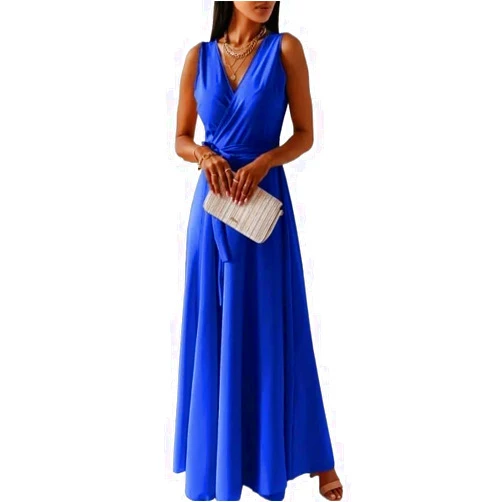 Generic Women Party Elegant V Neck Sleeveless Split Wrap Cocktail Prom Dress Long Mermaid Evening Gowns Formal Dresses