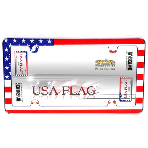 Cruiser Accessories 23003 USA Flag License Plate Frame, Chrome