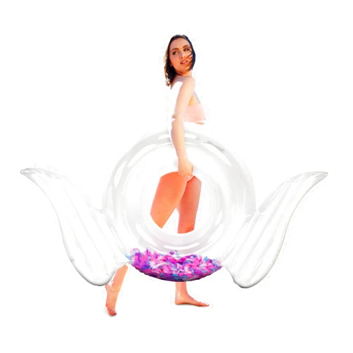 CoTa Global Inflatable Angel Wings Swim Float Ring, Confetti Transparent Lounge for Summer Pool Party Beach Lake - Premium UV Resistant Vinyl Water Tube Toy, Women Adults Kids - Transparent Feather