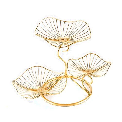 ZJYWMM Fruit Bowl 3 Tier Portable Creative Countertop Metal Fruit Basket Light Weight Wire Iron Vegetable Rack Delicate Lotus Shape Holder Stand for Kitchen Counter, Cabinet and Pantry Go