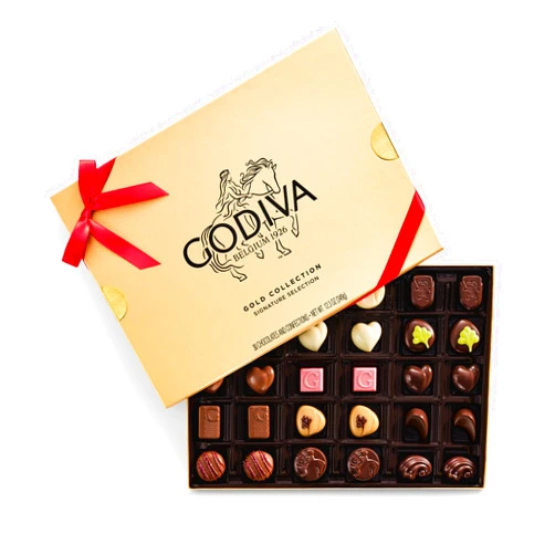 Godiva Chocolatier Godiva Red Ribbon Gold Assorted Chocolate Gift Box, Belgian Dark and Milk Chocolates with Pralinés, Ganaches & Caramels, Gourmet Valentine's Day Gift, Kosher, 30 Pc