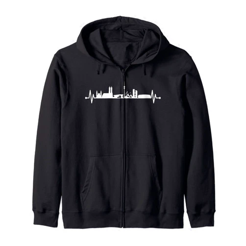 München Motive & Bekleidung für Münchener Munich Skyline with Olympic Tower in the Olympic Park & Variety Square Zip Hoodie