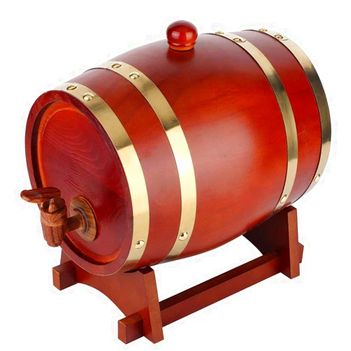 BORDSTRACT 3L Whisky Barrel, Vintage Pine Barrel Beverge Dispenser, Beer Keg Barrel Decanter, for Decoration and Serving Whisky, Beer, Tequila, Ale, Wine(Dark Brown)