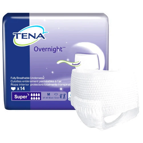 TENA Overnight Super Adult Underwear Pull On Medium Disposable Heavy Absorbency, 72235 - Pack of 14