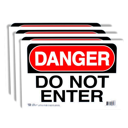ArtSkills Danger Do Not Enter Sign, 4 Pack Durable Weather Resistant Styrene Plastic, 12” x 8”, Do Not Enter Signs for Buildings, Construction, Hazardous Areas