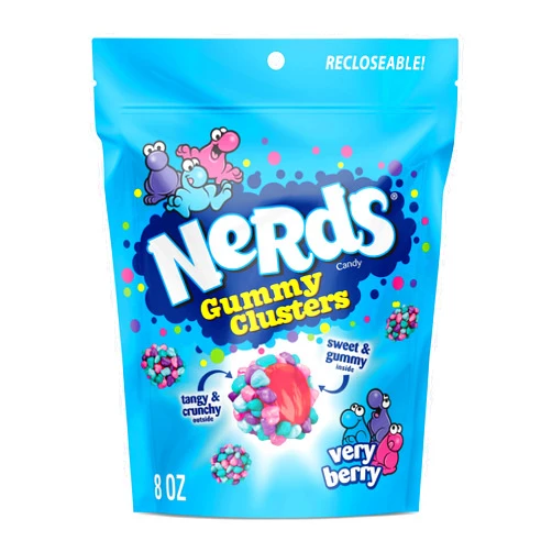 NERDS Gummy Clusters, Candy, Very Berry, Crunchy and Gummy, 8 oz