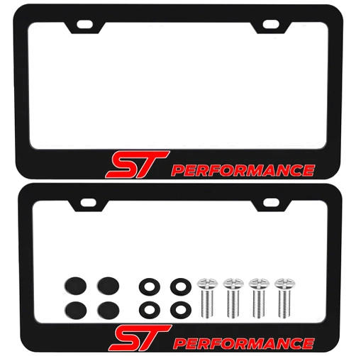 Generic 2 Pack Metal License Plate Frames Compatible with ST Focus Mondeo Explorer kuga Fiesta Edge Accessories Matte Black Car Licenses Plate Holders with Screw Caps